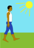 Man Walking In The Sun Clip Art